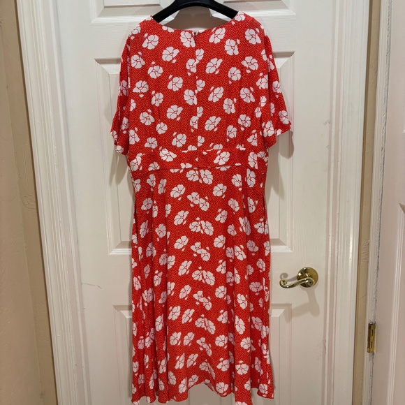 Boden Ruth Midi Viscose Sz 14 Regular Floral & Dot Orange Dress with Pockets - Picture 5 of 6